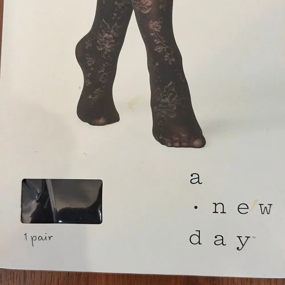 New A new day black lace, opaque fashion, tights size small/medium